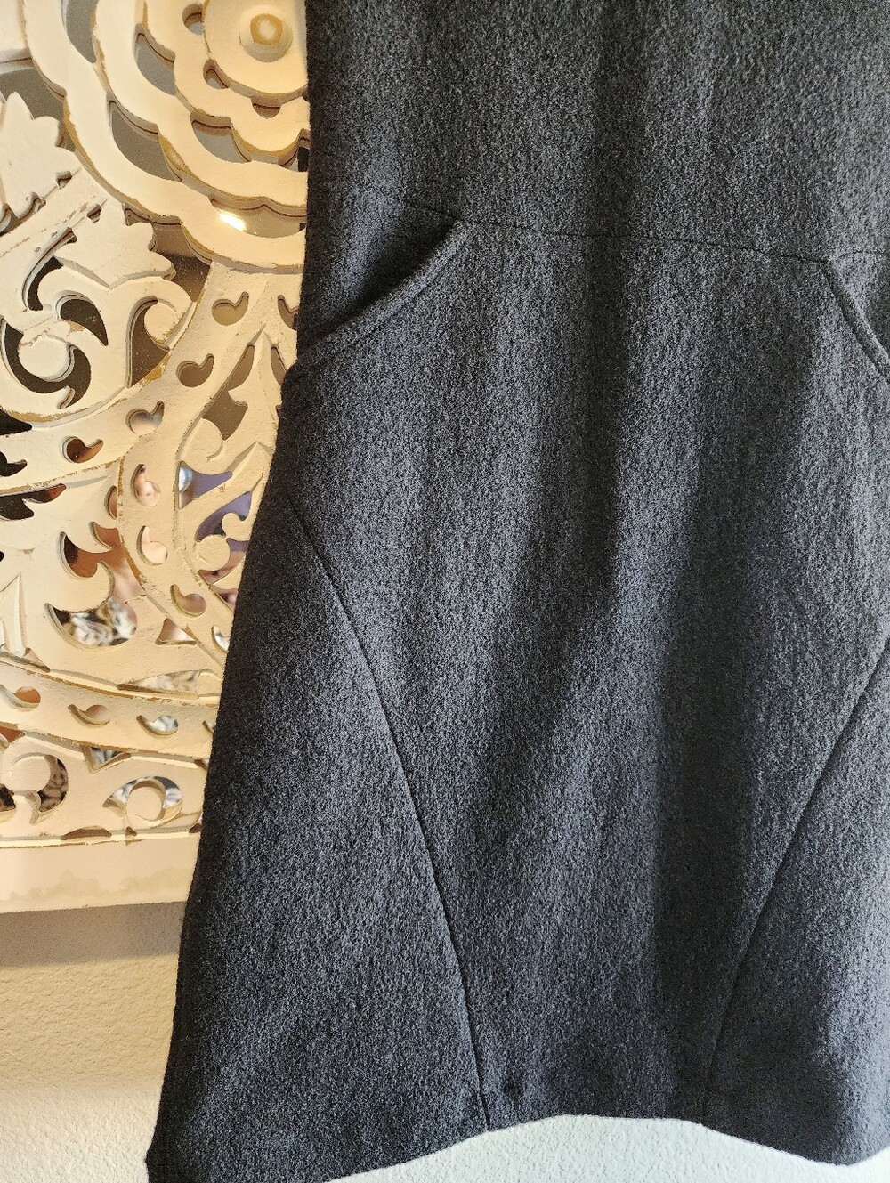 ZARA 100% WOOL HIGH NECKLINE SLEVELESS MINIBL DRESS BACK ZIPPER SIZE MEDIUM - Picture 4 of 16